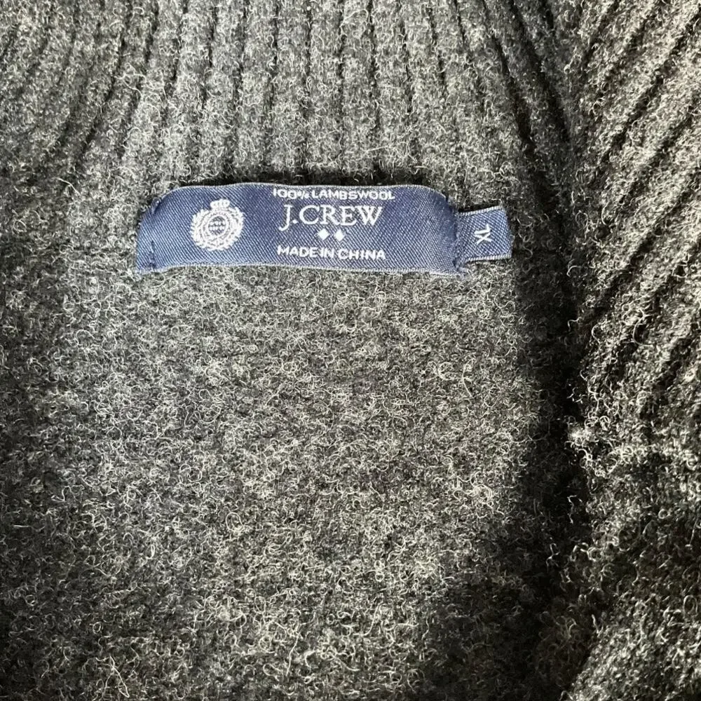 J.Crew XL 100% Lambswool Gray Half Zip Mock Neck Sweater Men’s Classic Knit